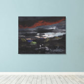 Middernacht op de Yukon River: Canvas Uncropped Afdruk (Insitu (Houten vloer))