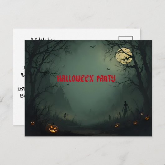 Middernacht op het Halloween feest Uitnodiging Briefkaart (Voorkant / Achterkant)