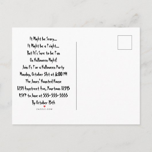 Middernacht op het Halloween feest Uitnodiging Briefkaart (Achterkant)