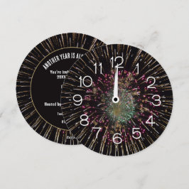 Middernacht Oud en Nieuw Klok op Vuurwerk Kaart