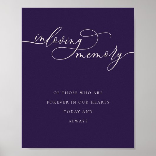 Middernacht Paars In Loving Memory Elegant Poster (Voorkant)