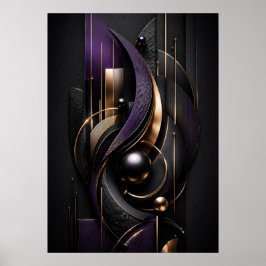 Middernacht Paars Luxe 3D Abstracte Poster