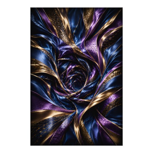 Middernacht Paars Luxe 3D Abstracte Vortex Poster (Voorkant)