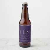 Middernacht Paarse Bruiloft met Monogram Bier Etiket (Voorkant)