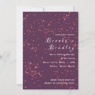 Middernacht Paarse Glitter Bruiloft Kaart