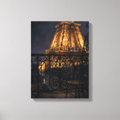Middernacht Parijs Eiffeltoren Balkon Canvas Afdruk (Voorkant)