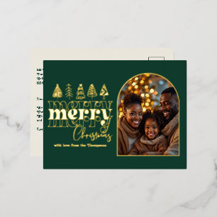 Middernacht Pijnboom & Crème Witte Kerst Foto Folie Feestdagen Briefkaart