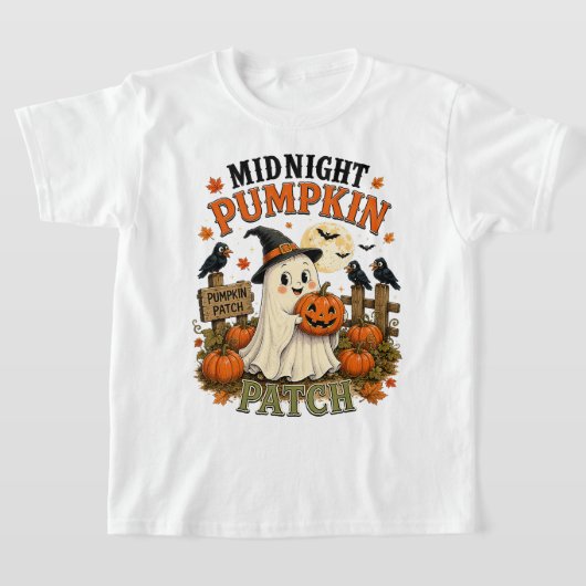Middernacht Pompoenveld Geest Halloween T-shirt (Laagn)