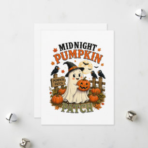 Middernacht Pompoenveld Spook Halloween Feestdagenkaart