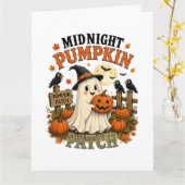 Middernacht Pompoenveld Spook Halloween Kaart (Gele Bloem)