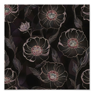 Middernacht Poppy Elegantie Foto Afdruk