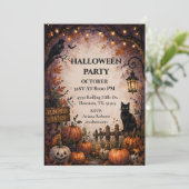 Middernacht Pumpkin Patch Halloween-feest  Kaart (Staand voorkant)