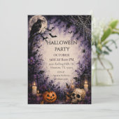 Middernacht Raven Halloween-feest Kaart (Staand voorkant)