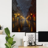 Middernacht regen in de stad poster (Thuiskantoor)