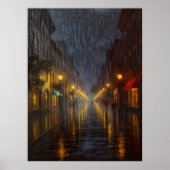 Middernacht regen in de stad poster (Voorkant)