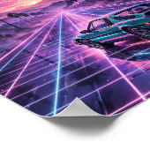 Middernacht Rit — Retro Synthwave Auto Poster (Hoek)