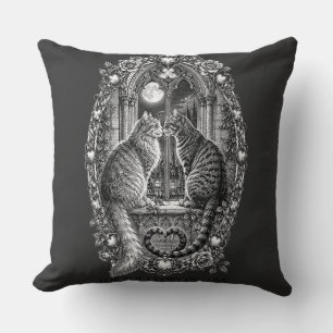 Middernacht Romance Katten Gotische Raam Kunst Kussen