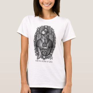 Middernacht Romance Katten Gotische Raam Kunst T-shirt
