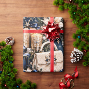 Middernacht Saffier Luxe Kerstmis Cadeaupapier