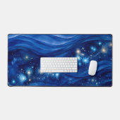 Middernacht Saffier Sterrenstelsel Waterverf Bureaumat (Keyboard & Muis)