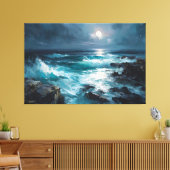 Middernacht Serenade: Maangetij Canvas Afdruk (Insitu (Woonkamer))