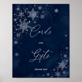 Middernacht Sneeuwvlokken Bruiloftsontvangst Kaart Poster