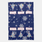 Middernacht Sparkle Modern Witte Kerstboom Theedoek (Verticaal)