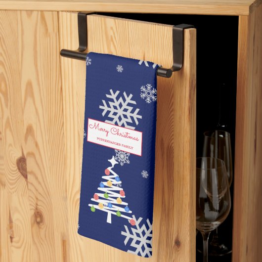 Middernacht Sparkle Modern Witte Kerstboom Theedoek (Derde Gevouwen)