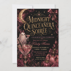 Middernacht spook Halloween Quinceanera Kaart