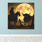 Middernacht Stand-off: Gotische Cowboy Canvas Afdruk (Insitu (Houten vloer))