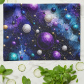 Middernacht sterrenstelsel Poly Bubbles Theedoek (Gevouwen)