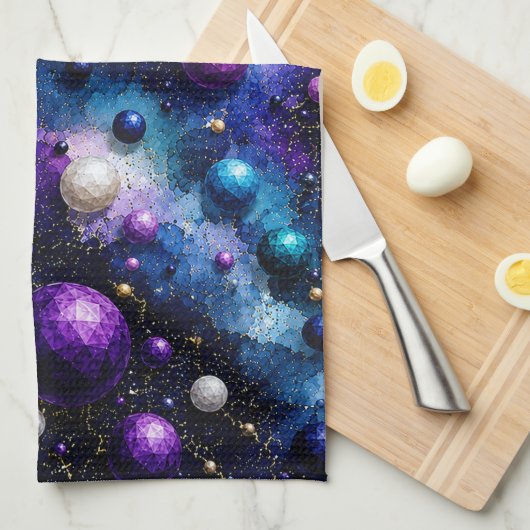 Middernacht sterrenstelsel Poly Bubbles Theedoek (Quarter Fold)