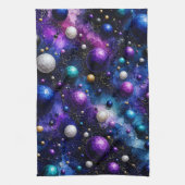 Middernacht sterrenstelsel Poly Bubbles Theedoek (Verticaal)