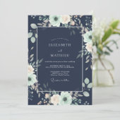 Middernacht Teal Eucalyptus Bruiloft Kaart (Staand voorkant)