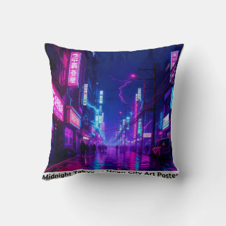 Middernacht Tokio — Neon Cyberpunk Kussensloop Kussen