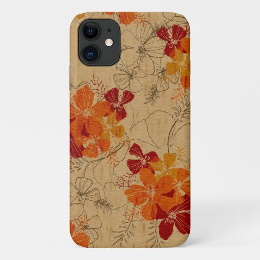 Middernacht Tuin Hawaiaanse Rode Nep Hout Case-Mate iPhone Case (Achterkant)