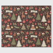 Middernacht Verjaardag Kerstmis Cadeaupapier (Vlak)
