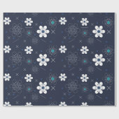 middernacht winterbloemen inpakpapier (Vlak)