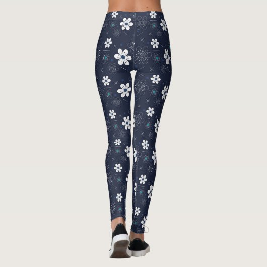 middernacht winterbloemen leggings (Achterkant)