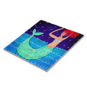 Middernacht Zeemeermin Abstract schilderij Tegeltje (Zijkant)