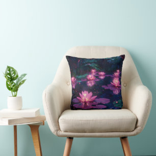 Middernacht Zen Natuur Roze Lotusvijver Kussen