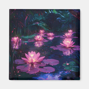 Middernacht Zen Natuur Roze Lotusvijver Magneet