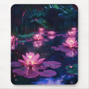 Middernacht Zen Natuur Roze Lotusvijver Muismat