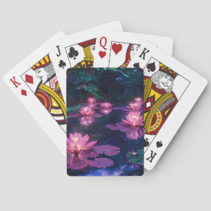Middernacht Zen Natuur Roze Lotusvijver Pokerkaarten
