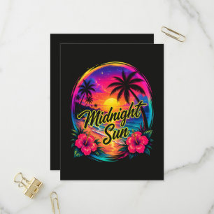 Middernacht Zon Tropisch Strand Zonsondergang Uitnodiging Briefkaart