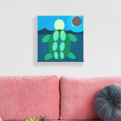 Middernacht zwemmende schildpad op canvas afdruk (Insitu (Woonkamer))