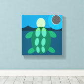 Middernacht zwemmende schildpad op canvas afdruk (Insitu (Houten vloer))