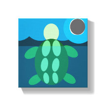 Middernacht zwemmende schildpad op canvas