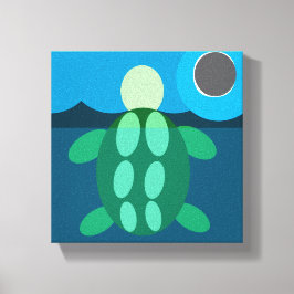 Middernacht zwemmende schildpad op canvas afdruk