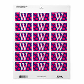 Middernachtblauw en helroze stip monogram etiket (Full Sheet)